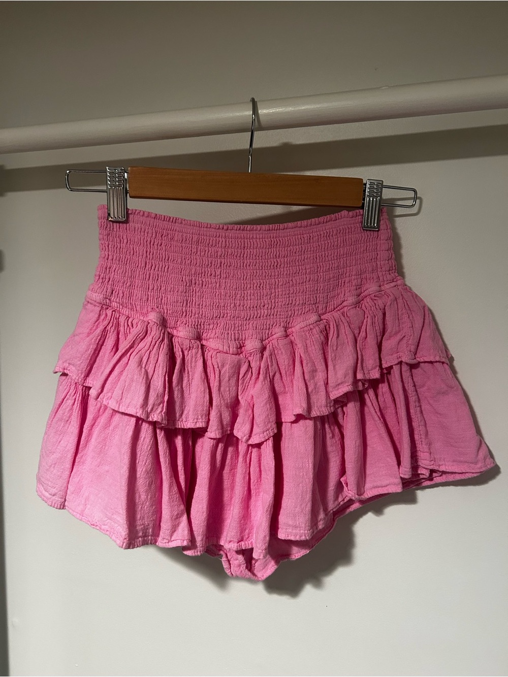 Pink Ruffle Skort with Smocked Waist